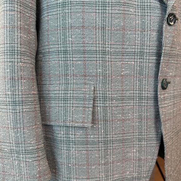 Tan and green plaid men's blazer - Picture 4 of 7